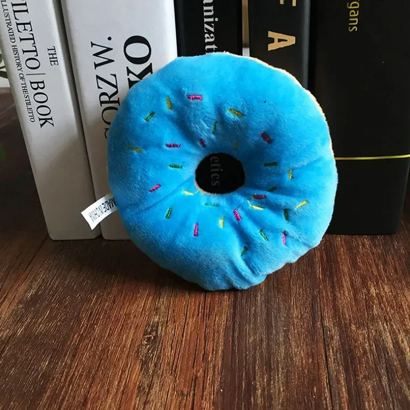 Soft Donuts Puppy Cat Dog Toys Squeaker Squeaky Plush Sound Pet Chew Throw Squeak Toys 3 Colors 3