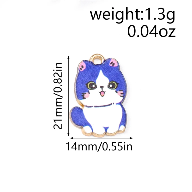 10 Stück Cartoon-Mix Emaille Tier-Katzen-Anhänger für Ohrhänger, Halsketten, Armbänder, DIY-Bastelarbeiten, Schmuckherstellung, Zubehör – Detail 11