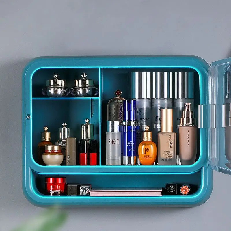 

Cosmetic Storage Box Wall-mounted Non-perforated Dust-proof Household Large-capacity Bathroom Wall-mounted Bathroom Shelf