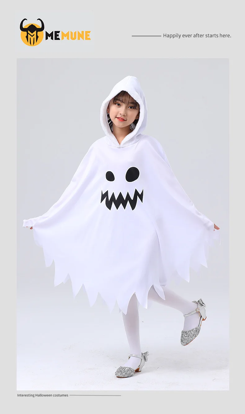Happy Cherry Ghost Cape Cloak For Kids - White Halloween Ghost Costume For Boys & Girls