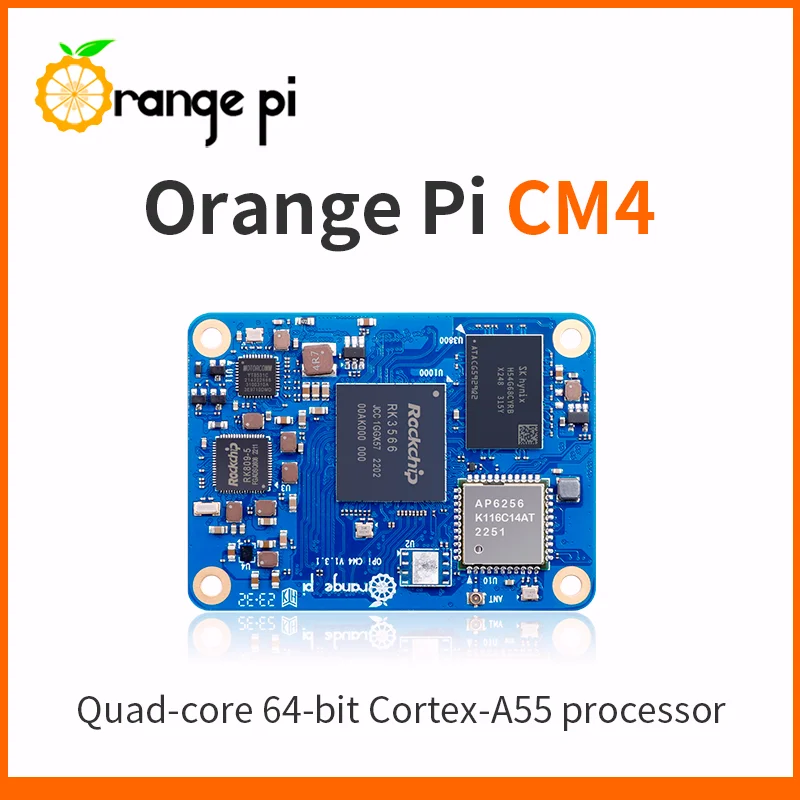 Orange Pi CM4 2GB RAM 32GB eMMC Flash Single Board Computer Rockchip RK3566, Quad-core, WiFi+BT with BLE, 4K Development Board