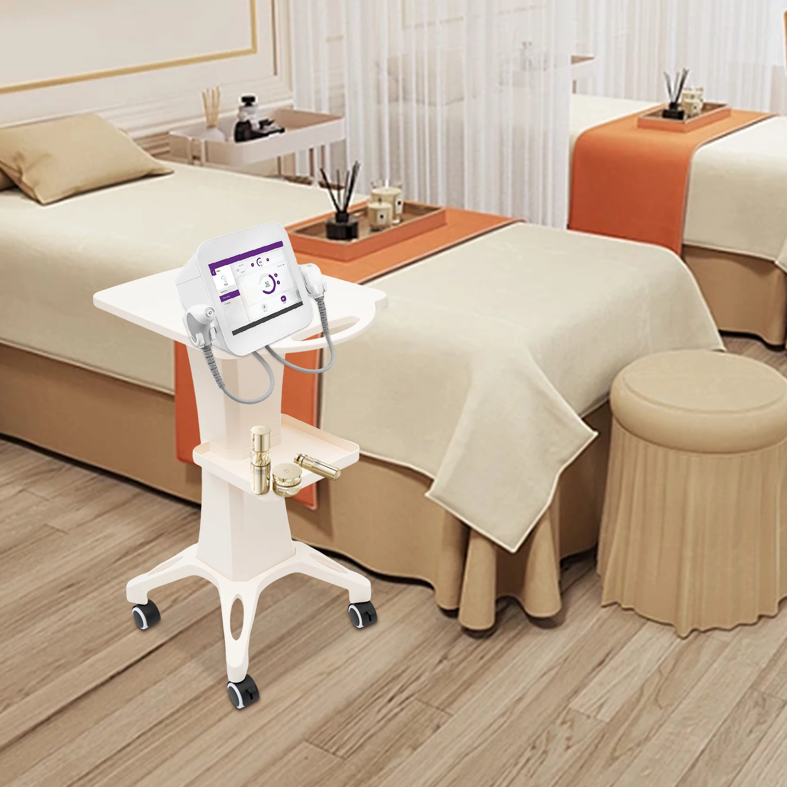 2TiersBeautySalon360RollingTrolleyCartSPAStorageEquipmentfor