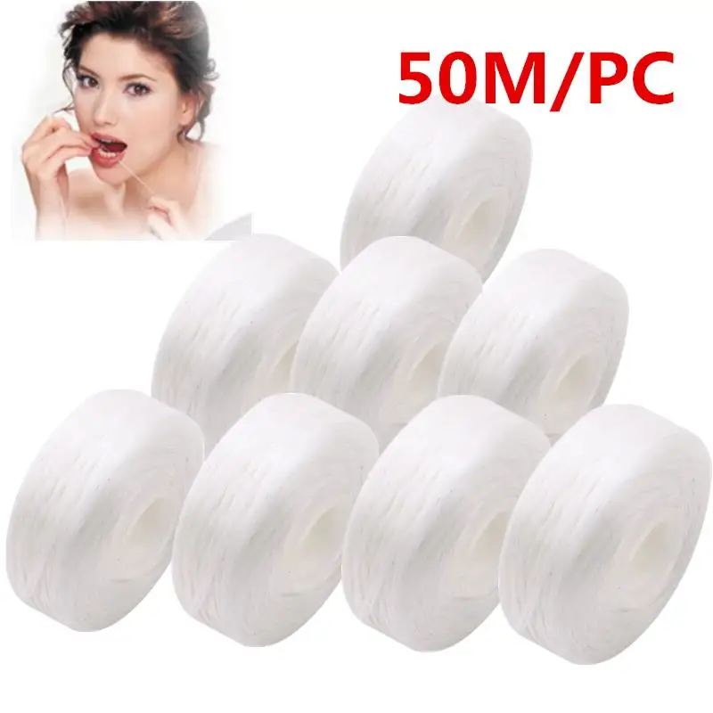 Dental Floss 10 Rolls Dental Flosser Oral Hygiene Teeth Cleaning Wax Mint Toothpick 50m