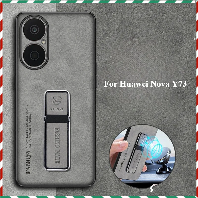 Luxury Leather Stand Magnet Back Cover - Simple Shockproof Bumper Case