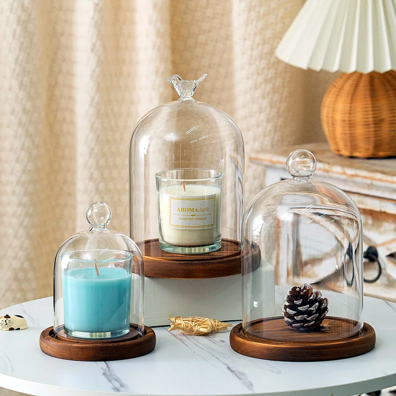 15*17cm Big Size Ball Top Glass Dome Vase Home Deocration Antique Base Transparent Cover Wedding Live Prop Birthday Gift 6