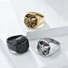 Retro Made Old Wolf Head Rings,Stainless Steel Geometric Men Finger ,Punk Cool Jewelry 1