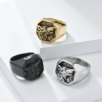 Retro Made Old Wolf Head Rings,Stainless Steel Geometric Men Finger ,Punk Cool Jewelry 1