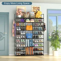3 Row 10 Tier Large Shoe Rack Organizer for Closet Entryway, Metal Shoes Shelf Tall Vertical Stackable Shoe Stand 2