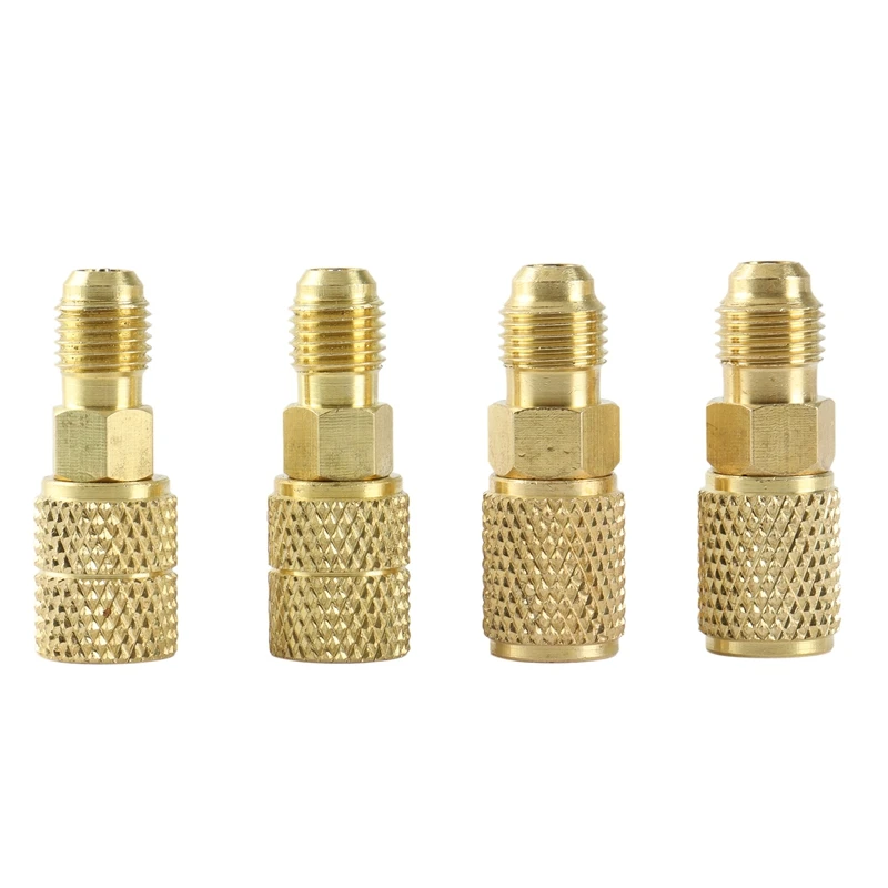 4 Adattatori Refrigerante Per R410A/R32 - Connettori Ottone 5/16" E 1/4" SAE Per Manutenzione AC