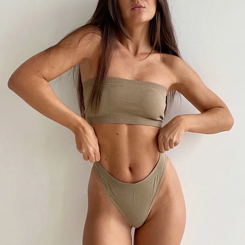 Women Lingerie Bra Strapless Tube Top Seamless Non-Wire Bandeau Crop Tops Removable Pads