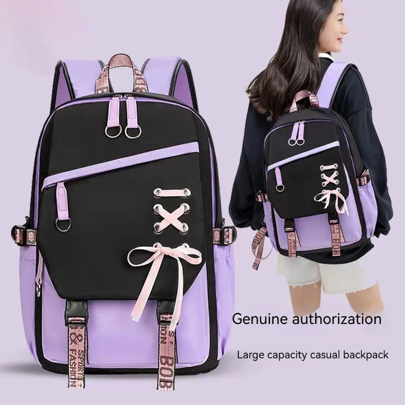 Mochila Escolar Unisex Blanco Y Negro Nylon Impermeable, 20x30x42cm, 500g