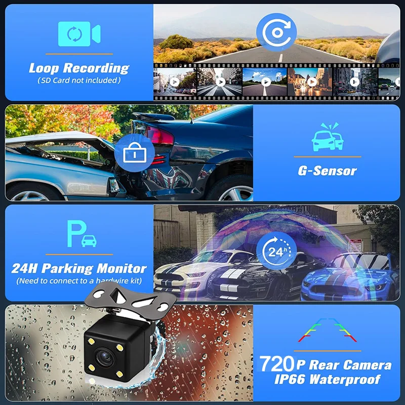 3Camera Dash Cam For Car Camera 1080P Video Recorder WIFI Car DVR 2lens Front Rear View Camera Night Vision Car Accessories