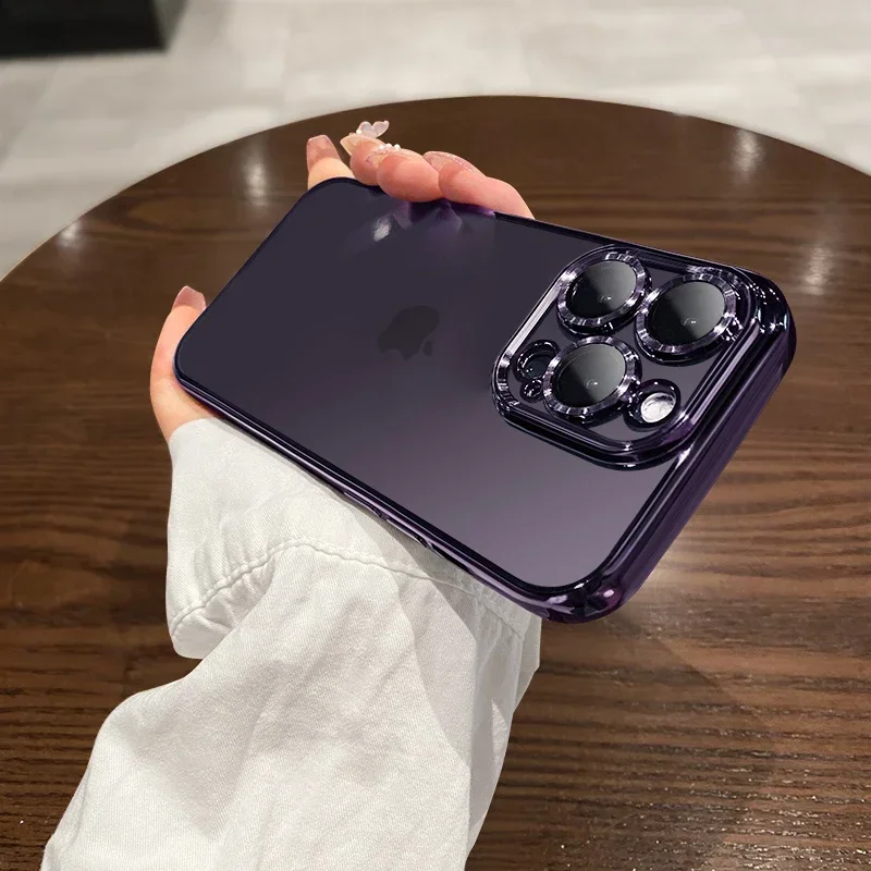 thumbnail image 1 of Luxury New High Quality Plating Clear Not Yellowing Case For IPhone 15 14 11 12 13 14 Pro Max Mini XS X 15 Plus Shockproof Cover, 1 of 5