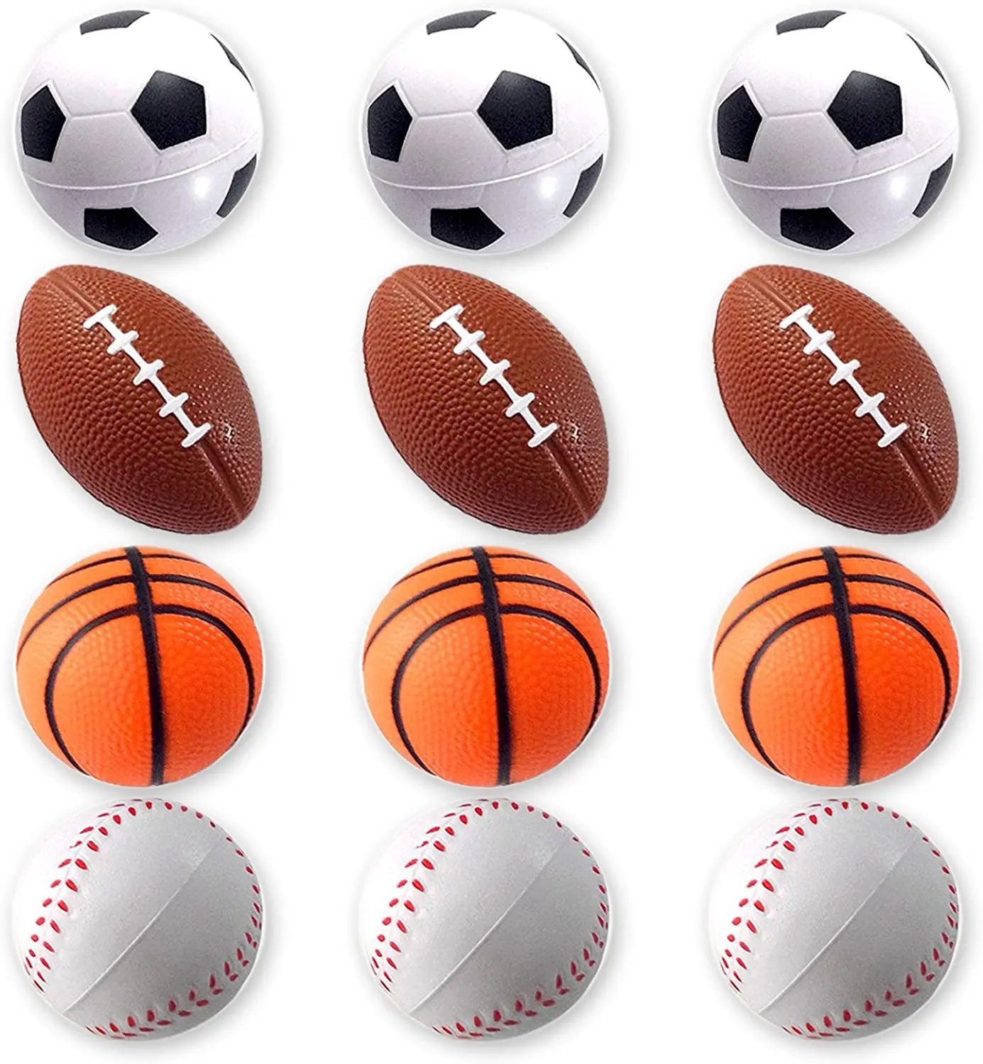 BESPORTBLE Lot de 12 mini balles de sport en mousse souple - Pour le  football, le basket-ball, le tennis et le baseball - Pour enfants et  adultes : : Jeux et Jouets