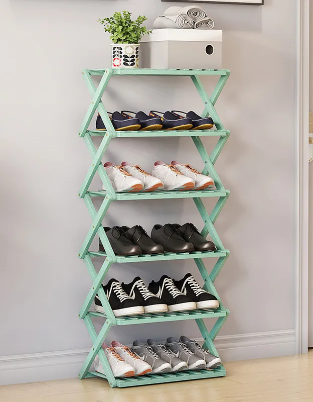 Minimalist Multipurpose Foldable Divider Rattan Shoe Cabinet Sliding Door Shelves