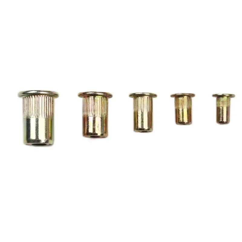10/20Pcs M3 M4 M5 M6 M8 M10 Zinc Plated Knurled Nuts Rivnut Flat Head Threaded Rivet Insert Nutsert Cap Rivet Nuts rivet nuts set