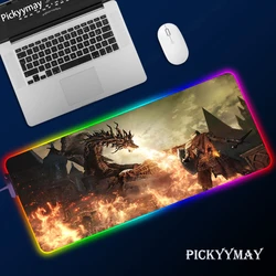 Grand tapis de souris de bureau RGB à éclairage LED, pour Gamer, jeu sur ordinateur, compatible avec CSGO 