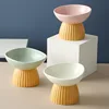 Cartoon Cat Bowl Ceramic Cute Pet Feeders High Footed Slanted Pet Bowl To Prevent Tipping Over 2