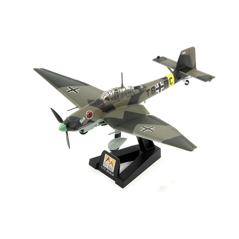 1:72 Scale Model WWII German Air Force JU87D-1 Stuka Bomber T6 Fighter Collection Display Decoration For Adult Fans Toy