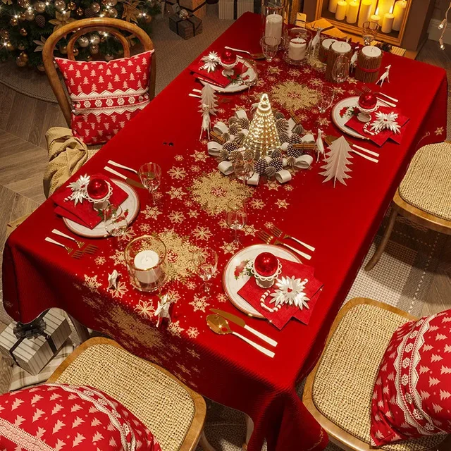 Red Festive New Year Waterproof Tablecloth 1