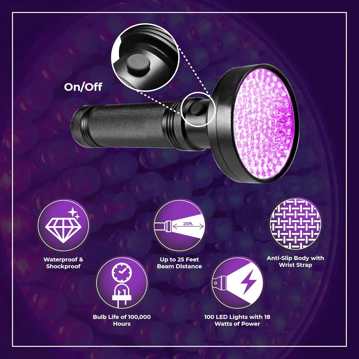 100 LED 395nm UV Flashlight Powerful Ultraviolet Curing Torch Money Ore Cat Dog Pet Stains Scorpion Fluorescent ink Marker light
