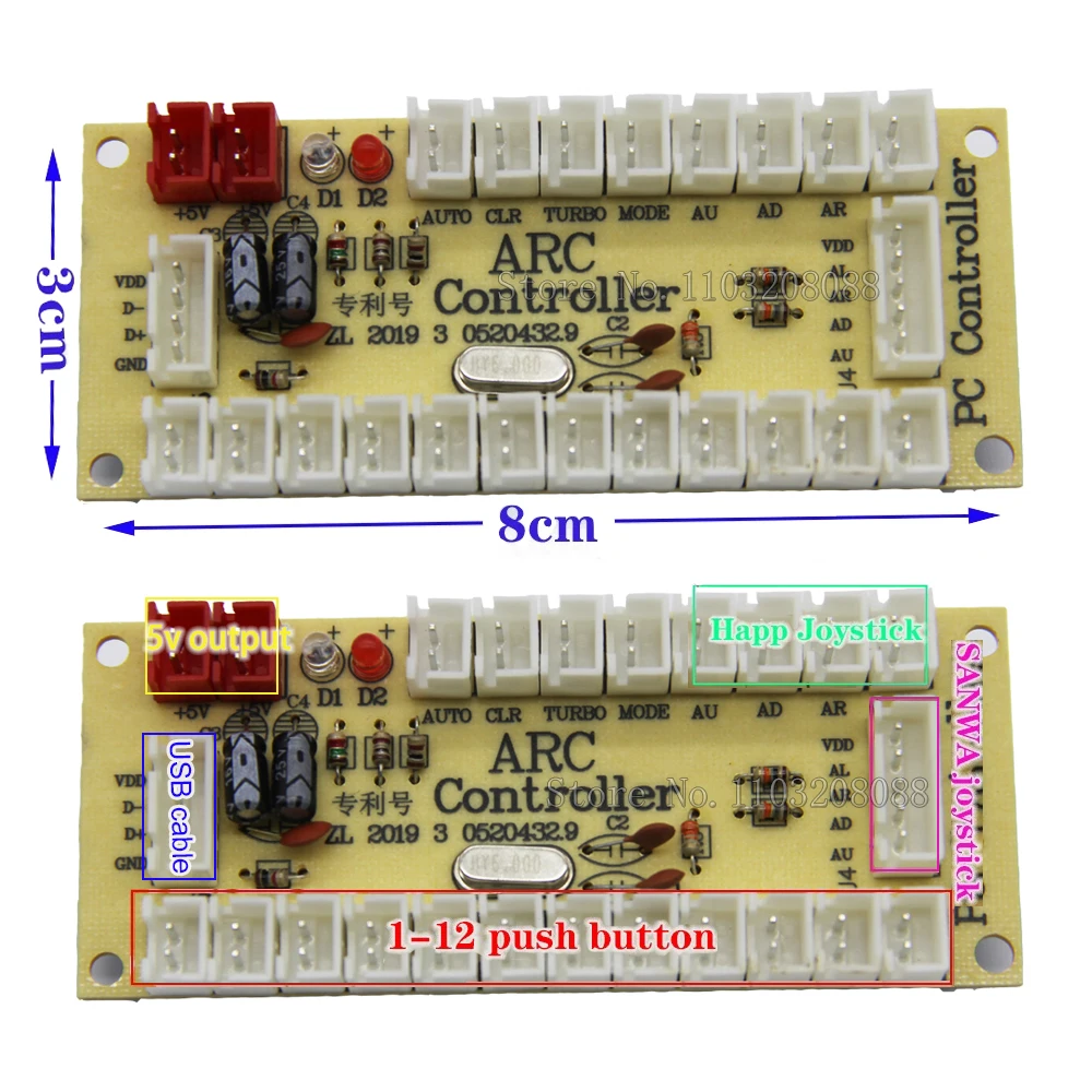 Kit DIY de consola Arcade de 1 jugador, Joystick ovalado de 8 vías, botón pulsador estilo SANWA para PC Raspberry Pi, co