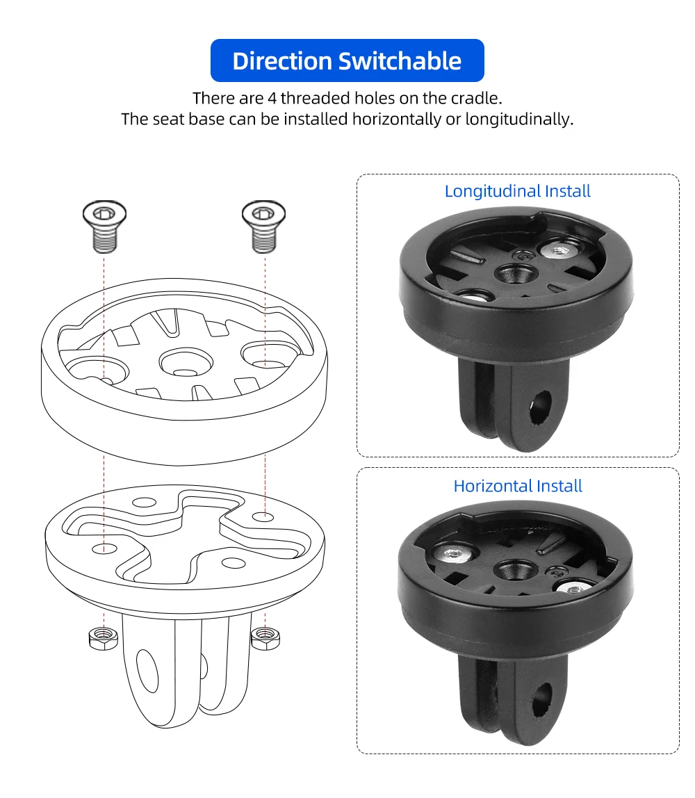 Richtungsverstellbarer Adapter, Metall- oder Kunststoffhalterung, Fahrradcomputer, Scheinwerfer, Rückleuchte, Sportkamera-Halter, Basis, austauschbar – Detail 16