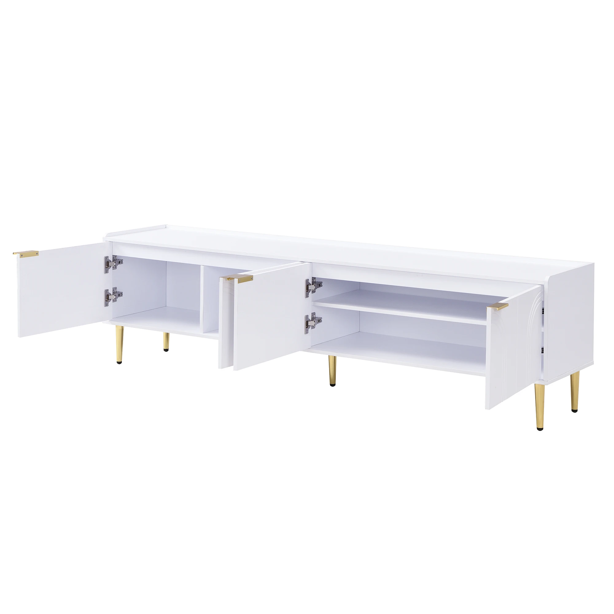 TV-Schrank, Lowboard mit strukturierter Tür, TV-Möbel, goldene Griffe und goldene Füße, 170 l x 35 B x 47,5 H (cm) – Detail 19