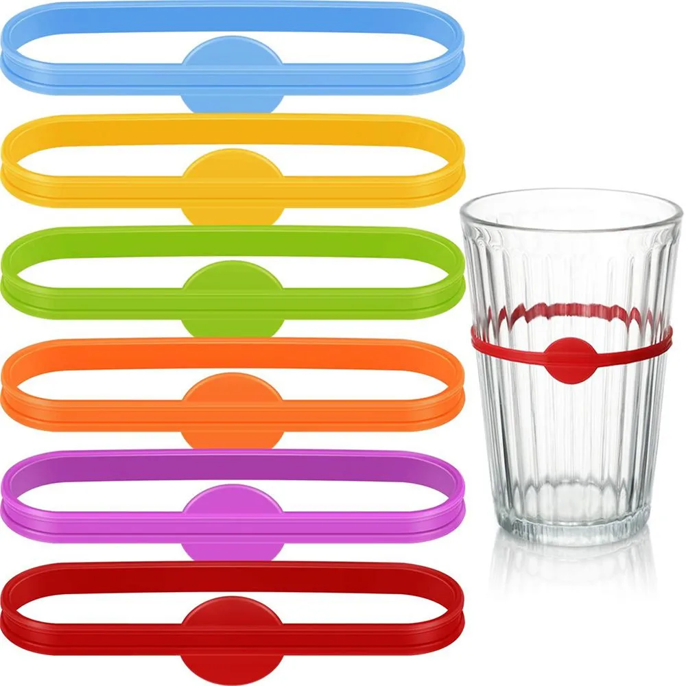 

6PCS Silicone Wine Cup Glass Markers Party Goblet Wine Drinking Cup Marking Tags For Home Bar Kitchen Labeling Tool Accessories