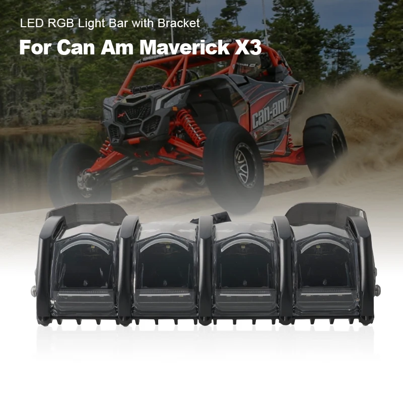 Utv Accessories Front Lamp With HI/LO Beam And LED RGB Light Bar With Bracket Headlight For Can Am X3 Maverick XRS XDS