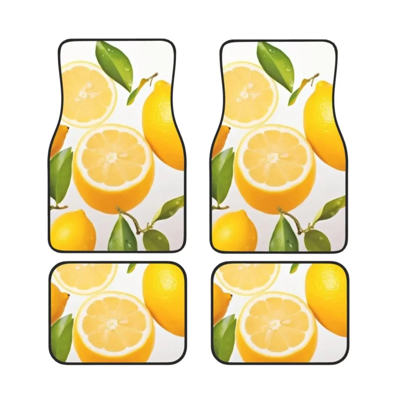 

Fruit Lemon Printed Car Floor Mats Universal SUV Front Rear Floor Foot Mats 4-Piece Full Set for Most Cars Sedan Trucks Vans