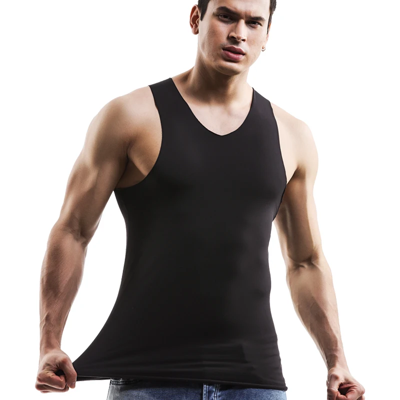 Men's Thermal Vest Seamless Autumn and Winter Velvet Thickeneded Slim Large Size Bottoming Shirt Intimates Vest Trbottomy