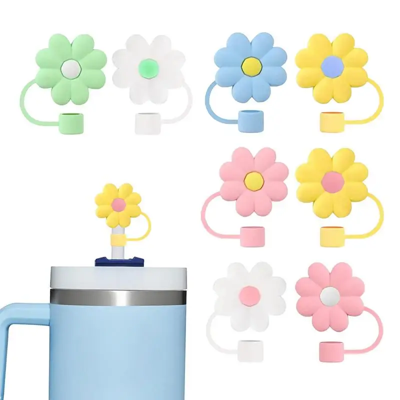 

Straw Topper Drinking Straw Cover Cup Accessories Silicone Straw Tips Cover Reusable 8Pcs Dust-Proof For Walking Camping