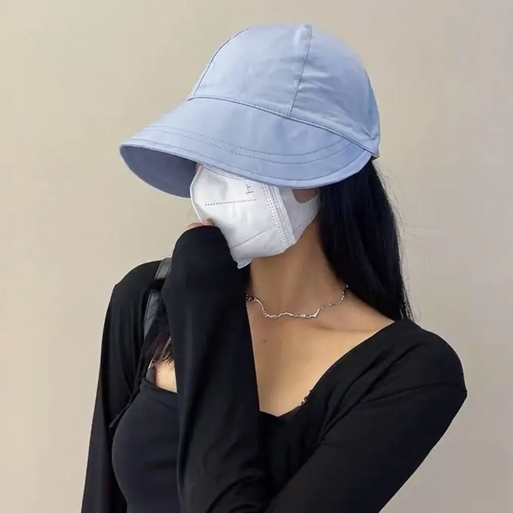 여름용 넓은 챙 햇빛 가리개 모자 포니테일 접이식 버킷햇 조절 가능한 끈 속건성 바이저 남녀공용