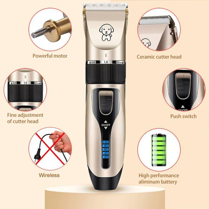 Dog Clipper Dog Hair Clippers Grooming (Pet/Cat/Dog/Rabbit) Haircut Trimmer Shaver Set Pets Cordless Rechargeable Professional - Image 2