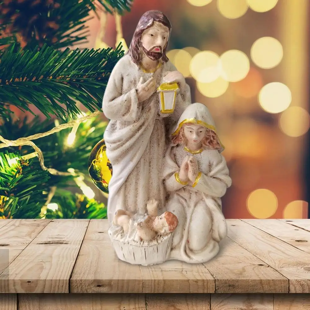 Description Picture 3 of itemMini Nativity Scene Statue Resin Holy Family Statue Tabletop Scenes Catholic Figurine Handicrafts Sculpture for Christmas Decor