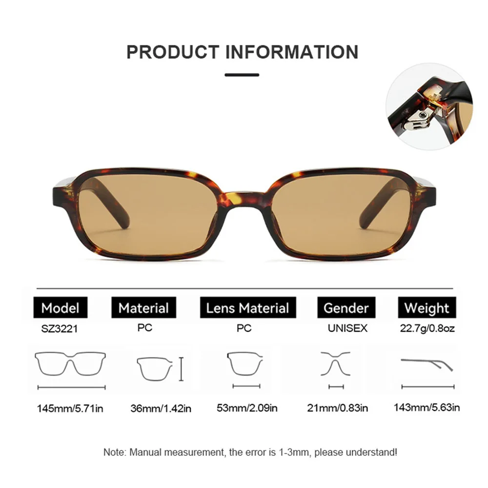 Chic Retro Rectangle UV400 Sunglasses - Unisex Fashionable Narrow Shades