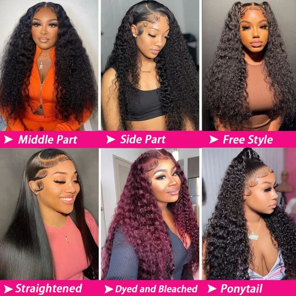 13X6 Hd Lace Frontal Wig Deep Wave Human Hair Wigs Curly Lace Front Wig Brazilian Natural Black 250 Density 40 Inch Pre Plucked