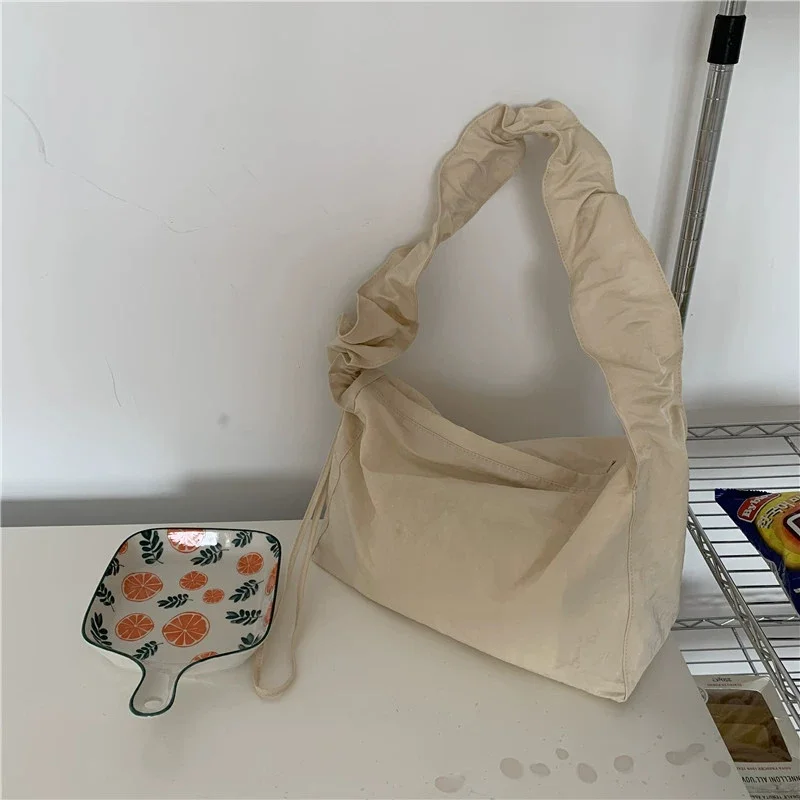 Fashion Large Capacity Canvas Bag Female Literary Style Single Shoulder Bag Novel Solid Color Handbag