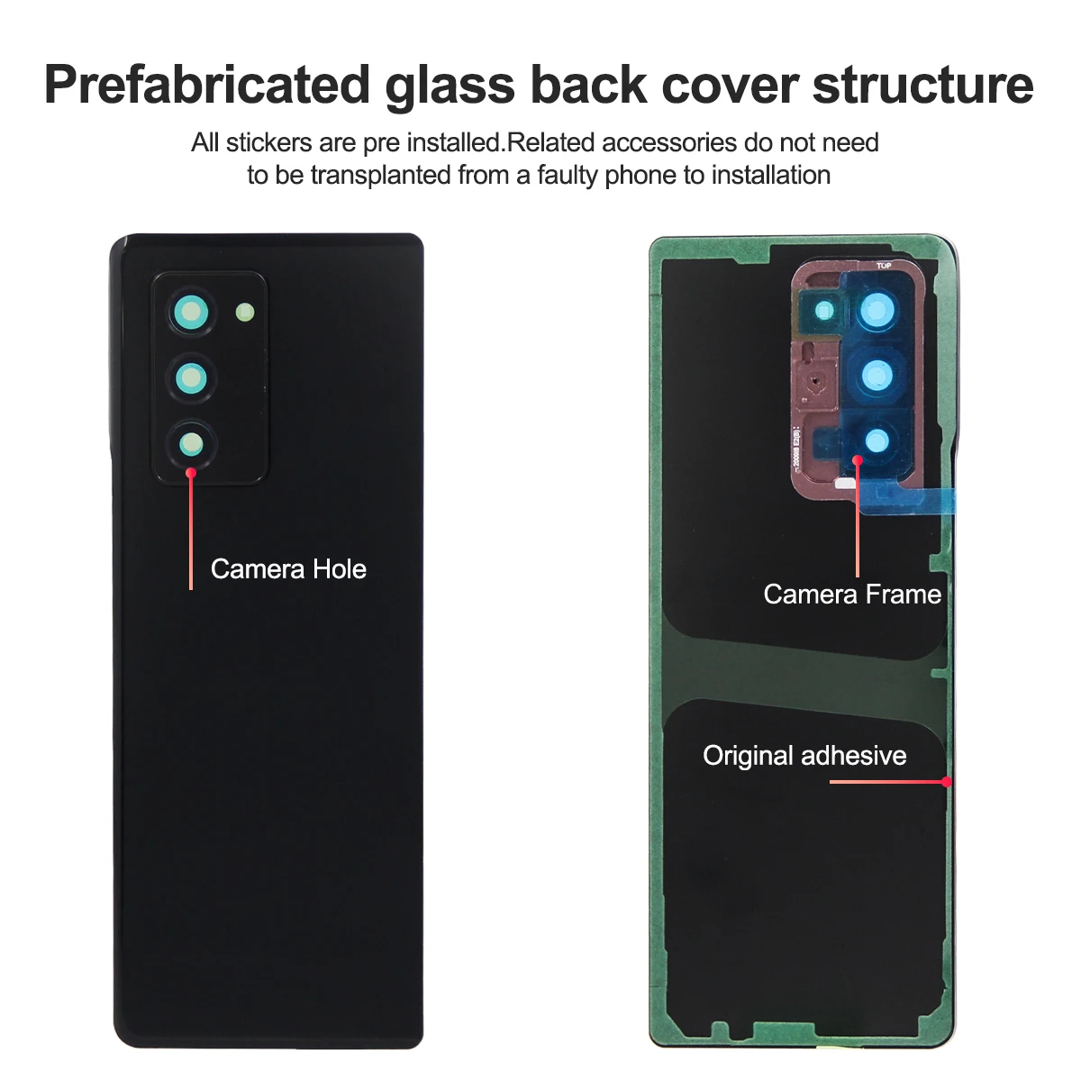 삼성 Z 폴드 2 / Z 폴드 3 / Z 폴드 4 / Z 폴드 5 후면 커버 유리 교체 배터리 후면 도어 하우징 케이스