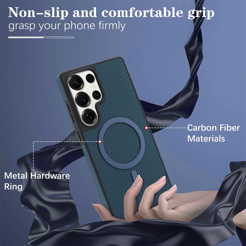 Luxury Ultra-Thin Carbon Fiber Leather Magnetic Case Cover
