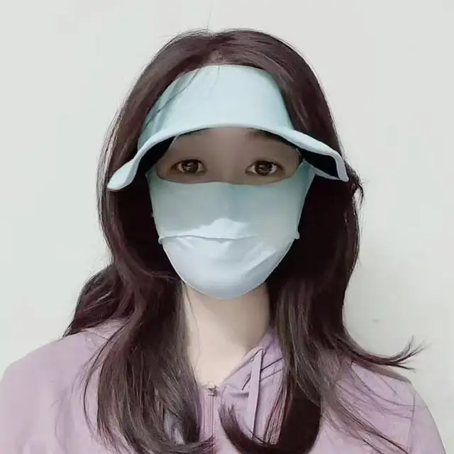 Full Face Sun Protection Mask Outdoor Breathable Uv Protection Sunscreens Hat Scarf Uv Protection Thin Ice Silk Face Mask 5