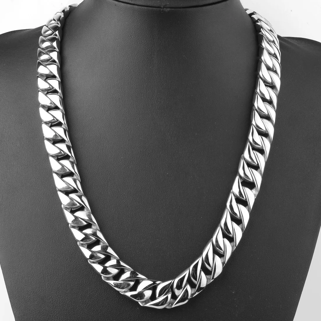 16MM Punk Heavy Polished Stainless Steel Necklace Men Curb Cuban Link Chain Necklaces Choker Jewelry