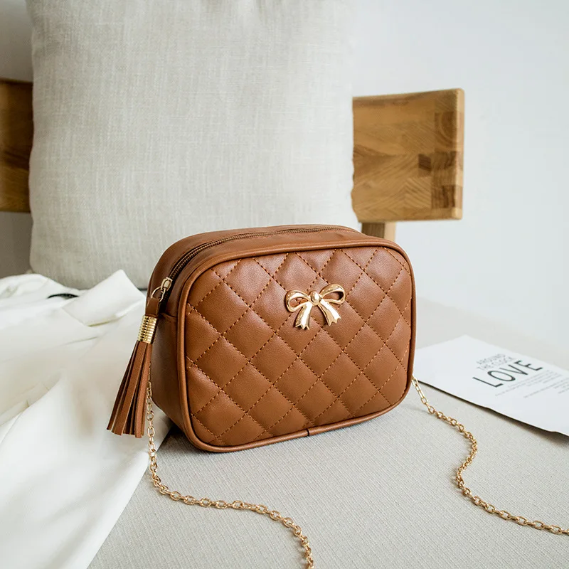 2021 Tassel Small Messenger Bag For Women Trend Lingge Embroidery Camera Female Shoulder Bag Fashion Chain Ladies Crossbody Bags 