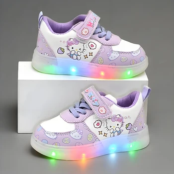 Scarpe leggere a led per bambini Sanrio Moda Hello Kitty Scarpe da ginnastica per ragazze Scarpe casual in cartone carino Scarpe sportive per bambini traspiranti 1