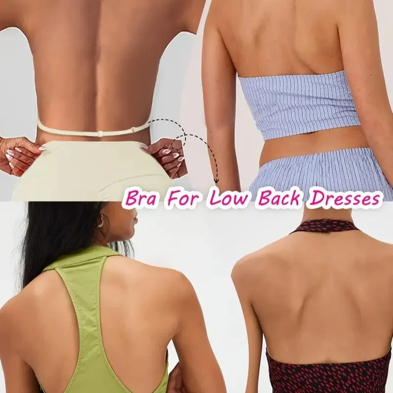 One-pieces Women's Solid Color Seamless U-shaped Backless Bra Sexy Ultra-thin Invisible Lingerie Ladies Push Up Bralette