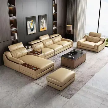 Italian Leather Sofa with Tech Features 1