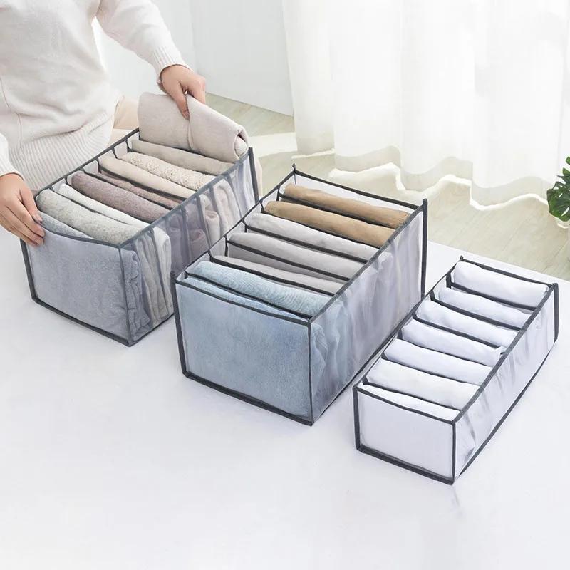 home Clothes Jeans storage boxes mesh net bag Closet Organizer Foldable Underwear baby cloth sock Pants Dividers Drawer Wardrobe
