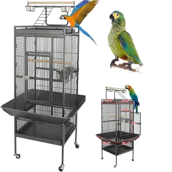 Anti-Splash Bird Cage Top-Nest Pigeon & Parrot Carrier Square Breeding Cage with Steel Plastic Mesh & Wired Material