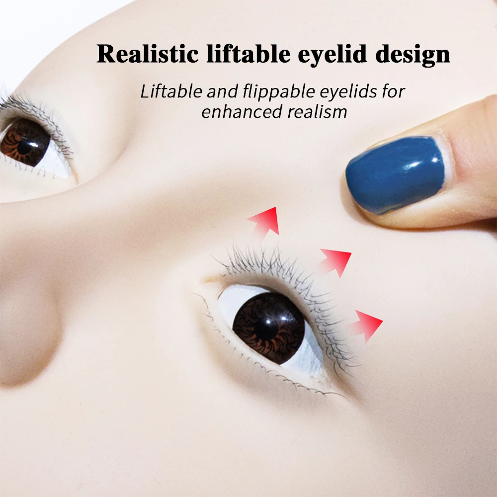 마네킹 헤드 모델 연습용 인조 속눈썹 이식 훈련 마네킹 헤드는 인조 속눈썹을 사용하여 눈꺼풀을 열 수 있으며 재사용 가능합니다.